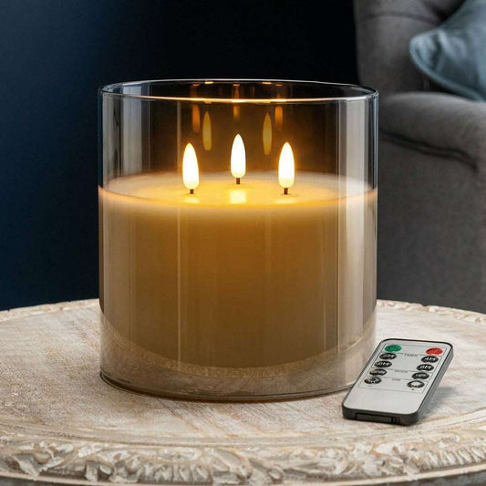 Flameless Triple Wick LED Candle - Black Qubd