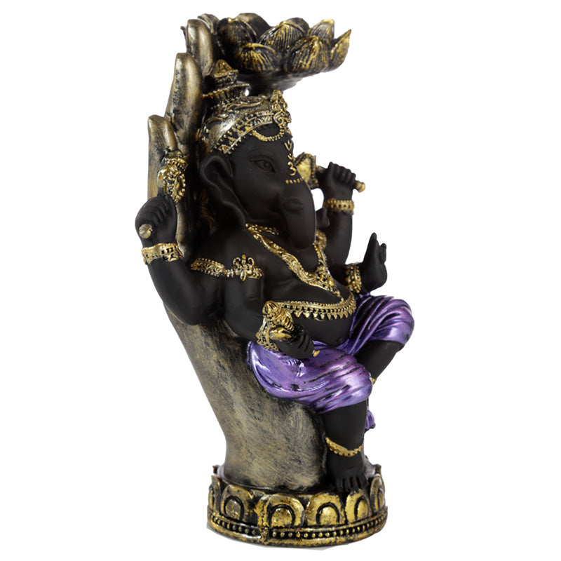 Black Ganesh Statue with Tealight Holder - Black Qubd