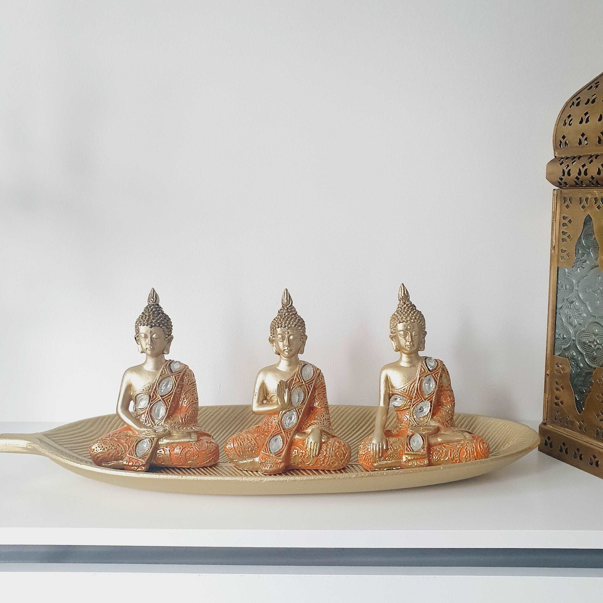 Orange Sitting Buddha Statue Set - Black Qubd LTD