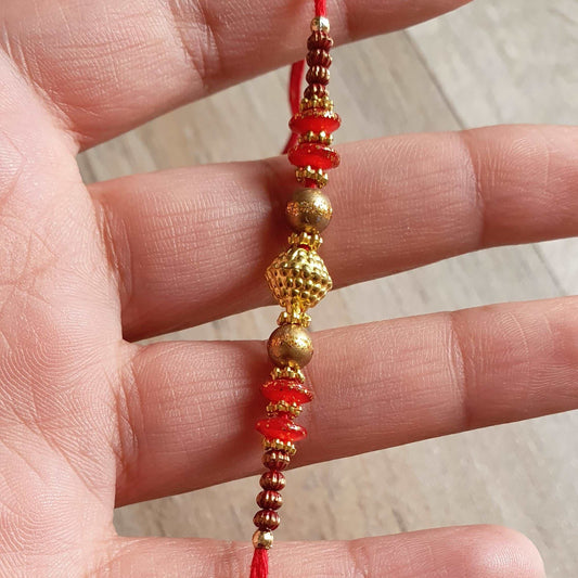 Red Traditional Rakhi Thread For Brother Black Qubd