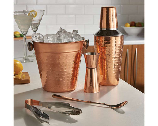 Copper Cocktail Shaker Mixer 5 Pcs Set Black Qubd