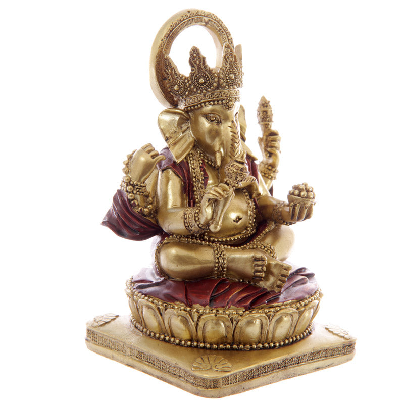 Sitting Gold Ganesh Statue - Black Qubd