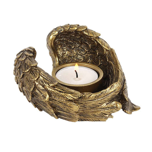 Angel Wings Candle Holder in Gold Black Qubd