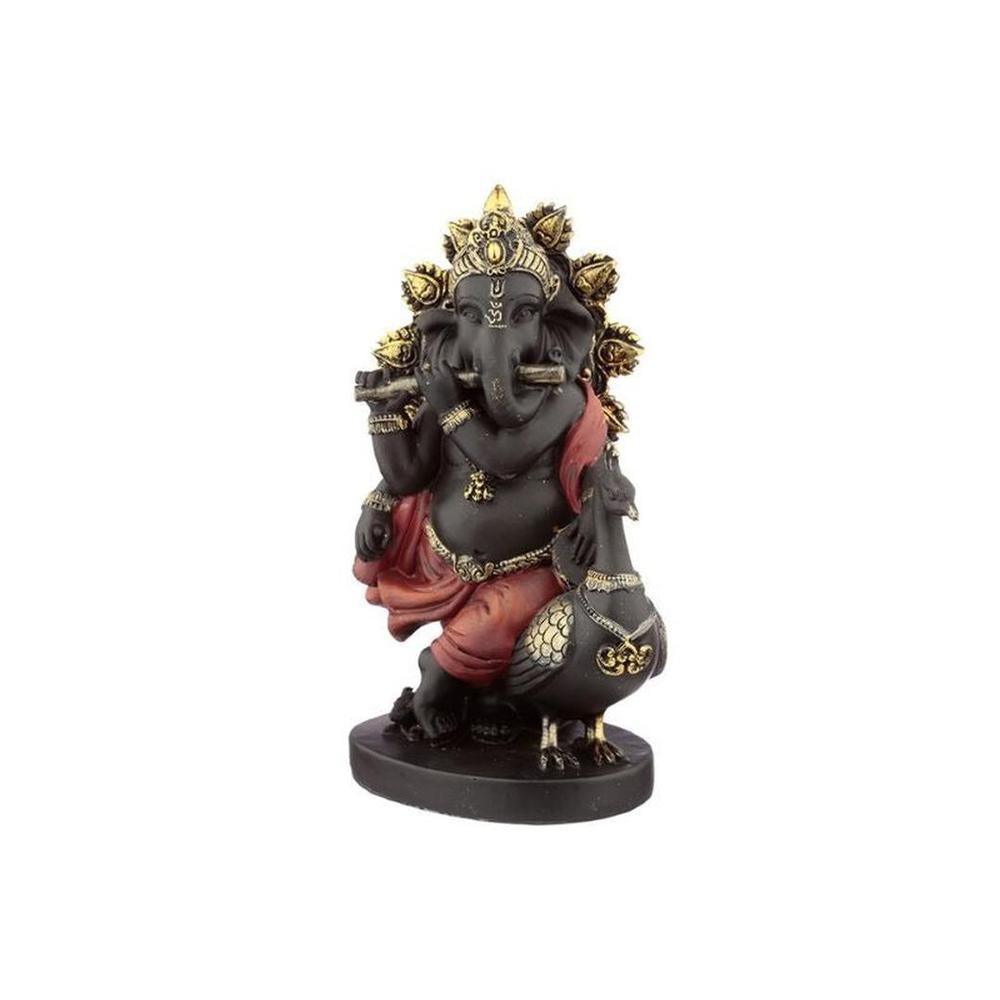 Ganesh with Peacock Statue - Black Qubd