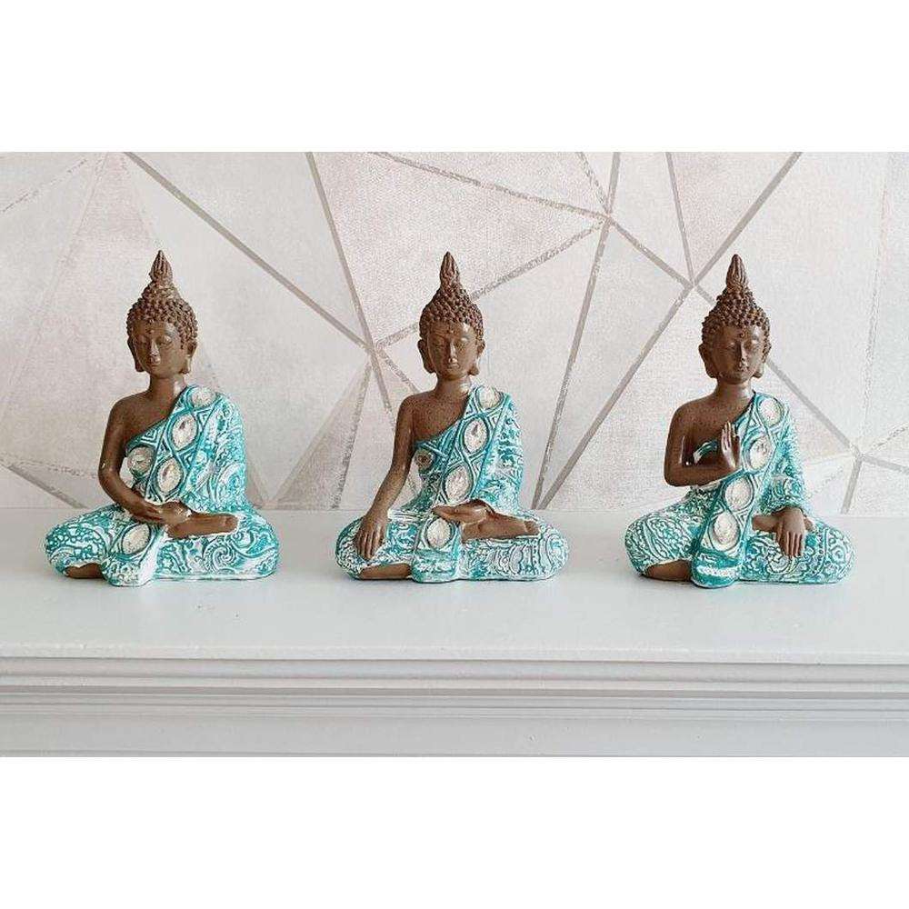 Turquoise Sitting Buddha Statue Set - Black Qubd LTD