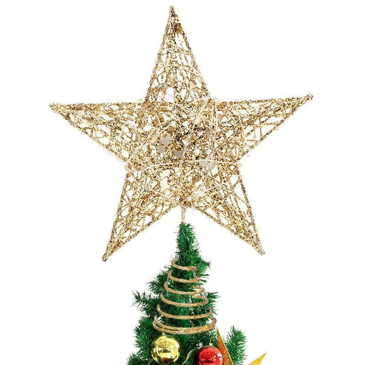 Glitter Star Christmas Tree Topper in Red, Gold or Silver - Black Qubd