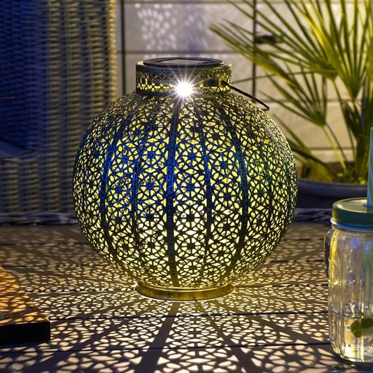 Rustic Moroccan Solar Lantern Black Qubd