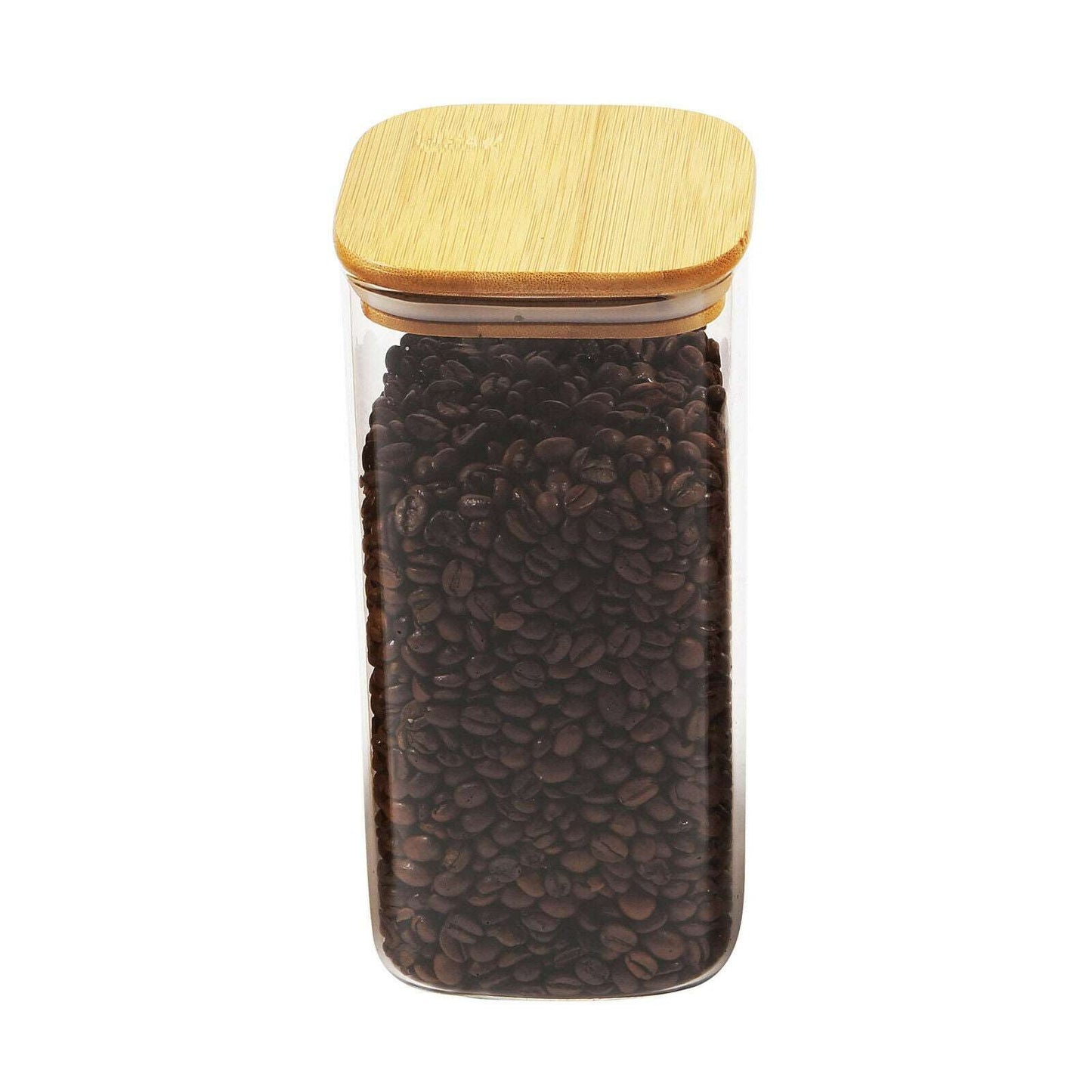 Glass Square Storage Jar with Bamboo Lid - Black Qubd