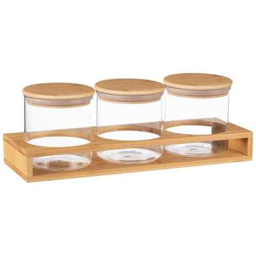 Glass Canister Jars with Bamboo Stand - Black Qubd LTD
